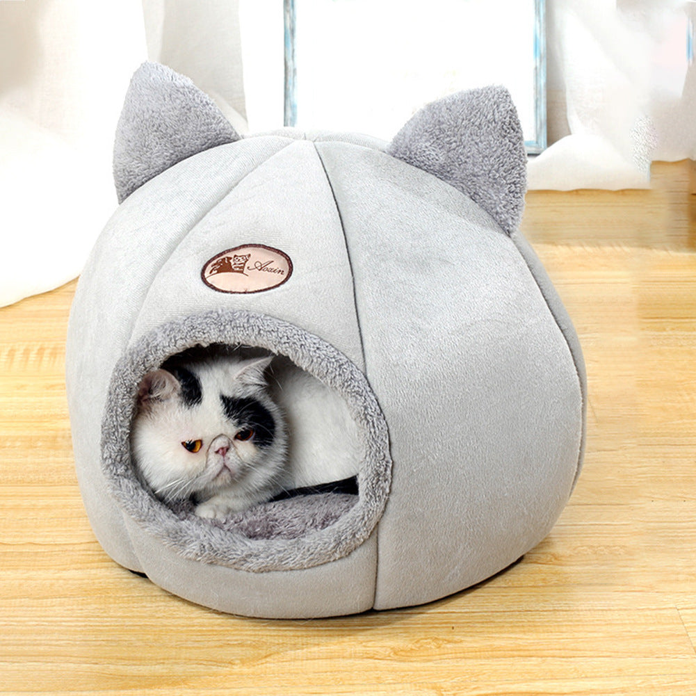 Cozy Cat Cave Bed, soft hideaway for cats, view 3