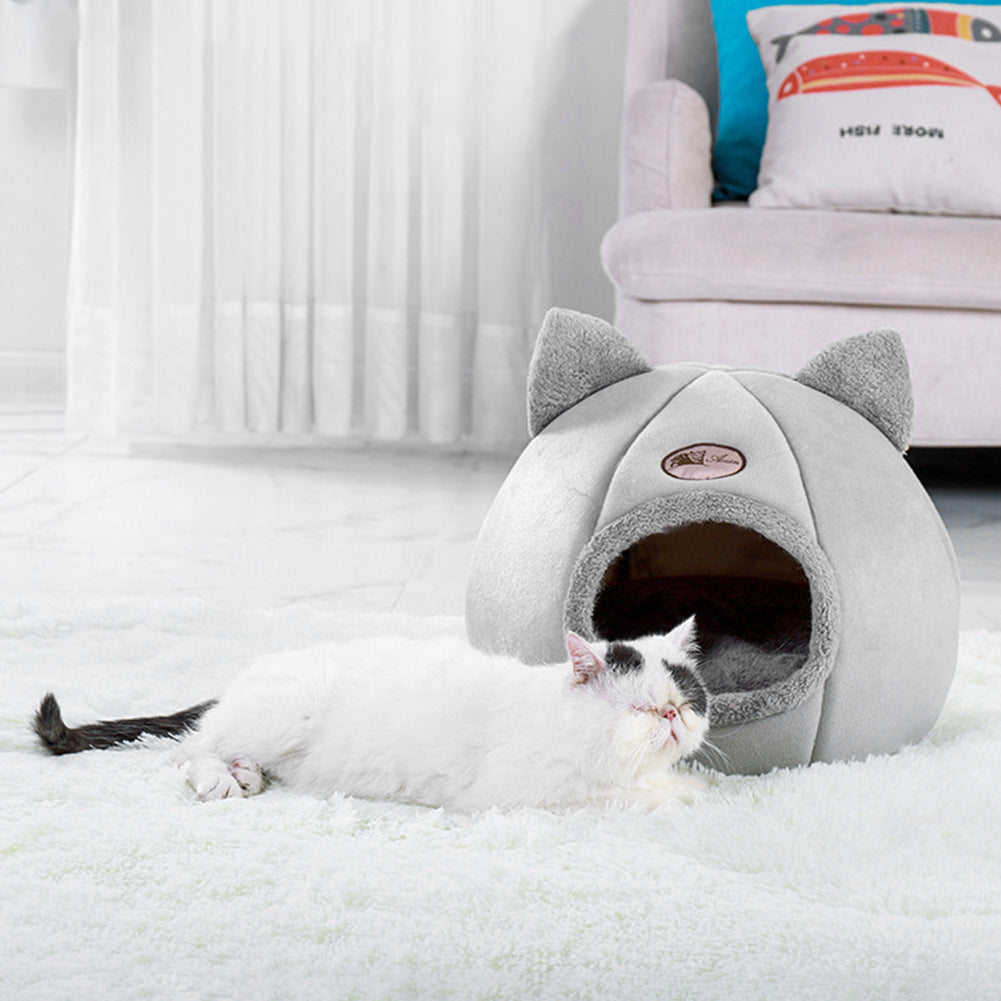 Cozy Cat Cave Bed, soft hideaway for cats, view 4